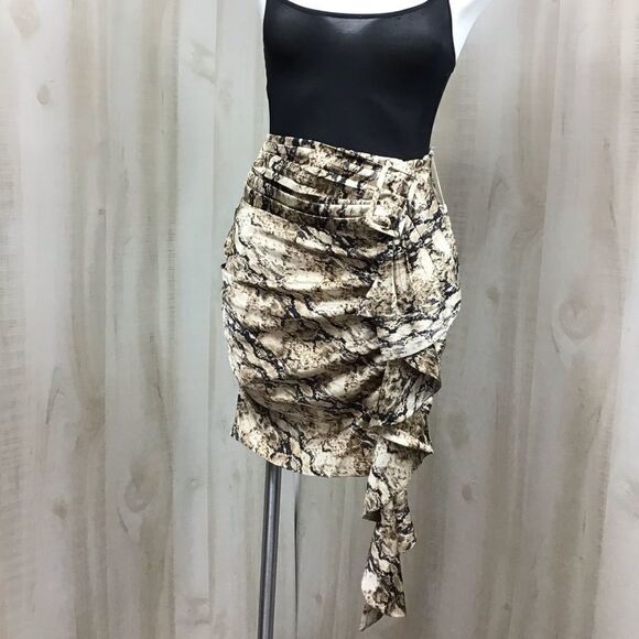 Ronny Kobo Lauryn Snake Skin Draped Animal Print Mini Skirt New Size Medium - Picture 2 of 8